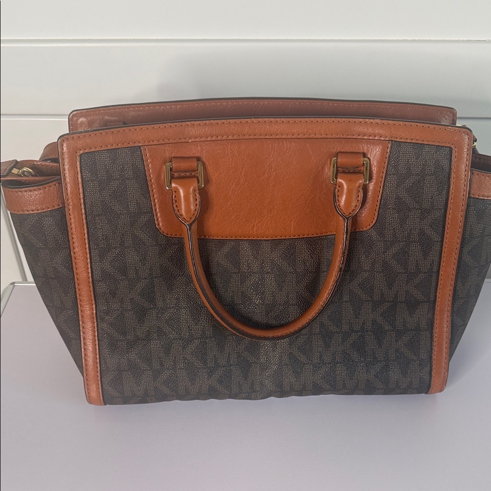 Michael Kors Dark Brown and Tan Satchel - Picture 2 of 6
